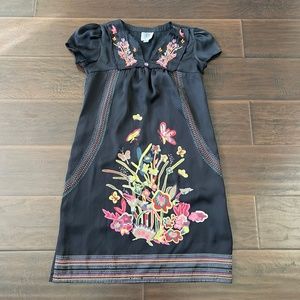 Principals Women's Black Floral Embroidered Lined Mini Dress Size 10